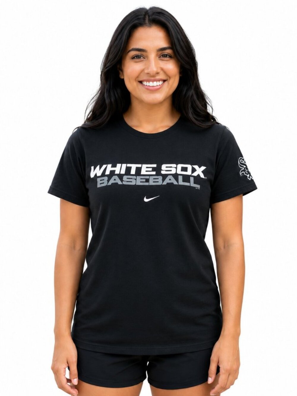 Nike Women's Chicago White Sox Practice Short Sleeve Cotton T-shirt Black XS